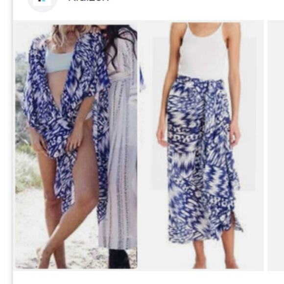 MICHAEL STARS Ruana Multi-Way Convertible Wrap One Size OS Blue - Picture 1 of 7